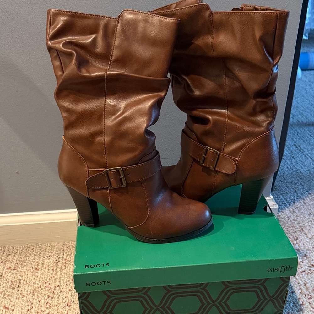 East 5th Women's Tan Slouch Heeled Boots